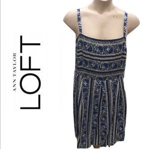 LOFT Size 18 Sundress Blue Floral Fit Flare Midi